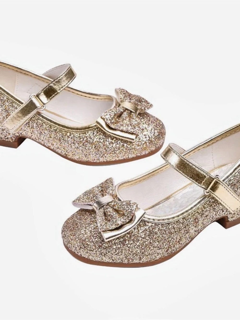 Stelle Girls Glitter Mary Jane Low Heel Dress Shoes Gold US 9